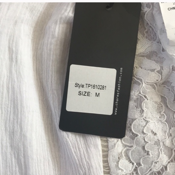 LF white crochet bell sleeve off shoulder crop top - Picture 6 of 10